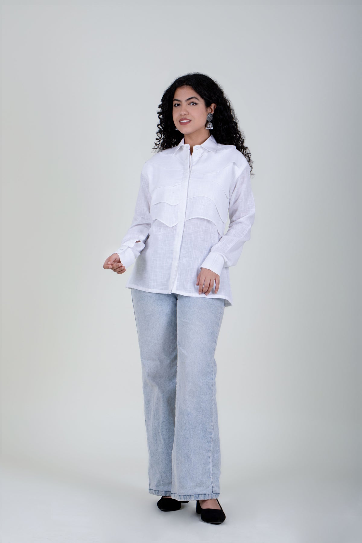 Crisp White Designer Khadi Cotton Shirt