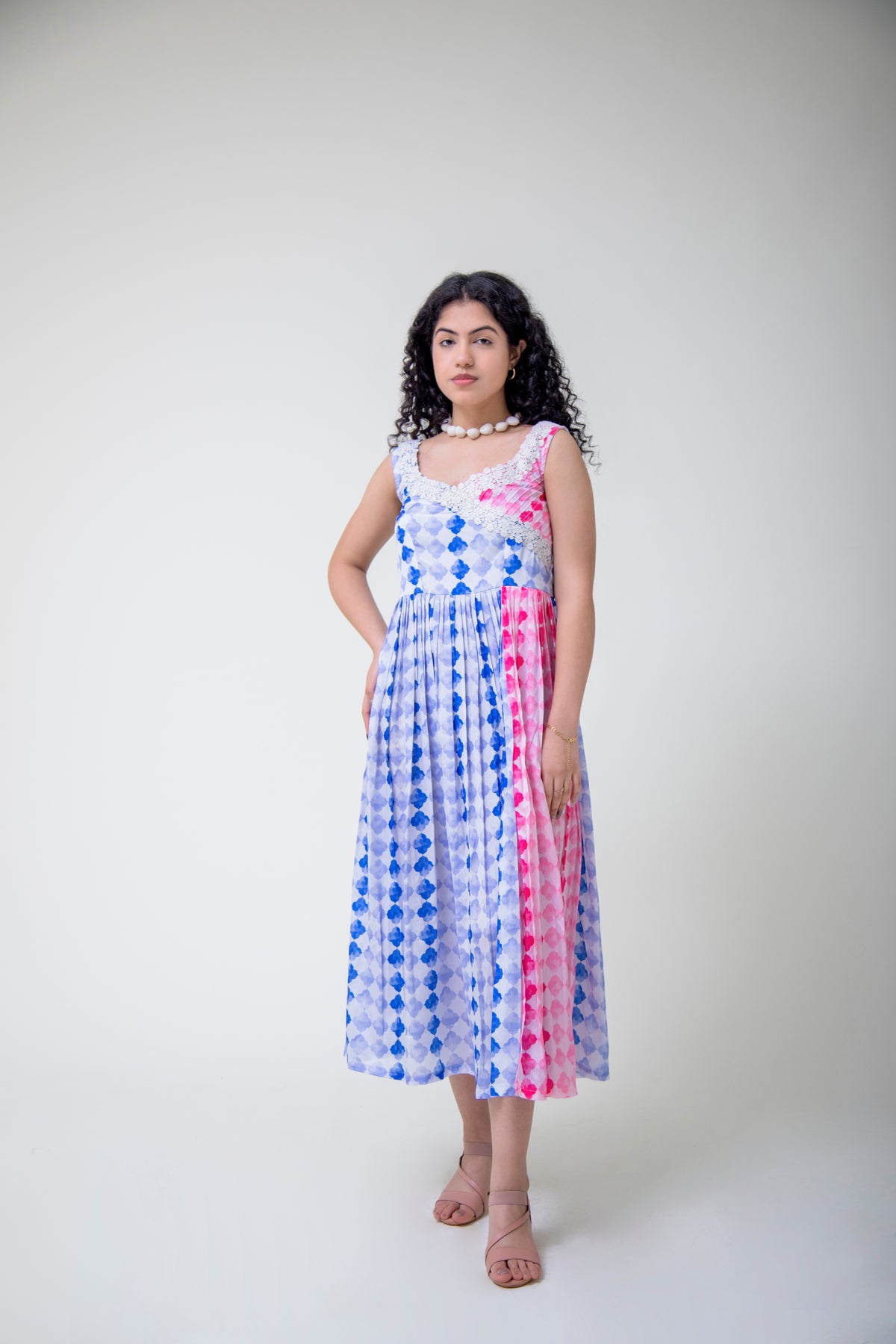 Blue and Pink Flowy Dress