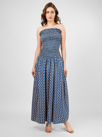 Blue smoking maxi dress