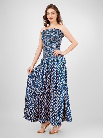 Blue smoking maxi dress