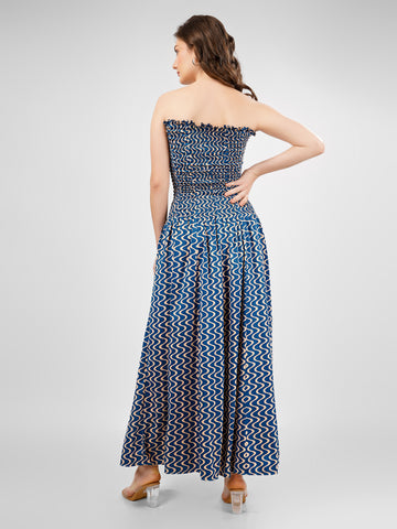 Blue smoking maxi dress