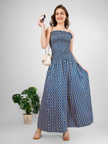 Blue smoking maxi dress