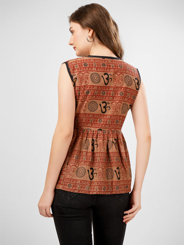 Om printed peplum top