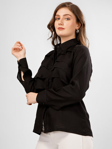 Black khadi cotton designer shirt