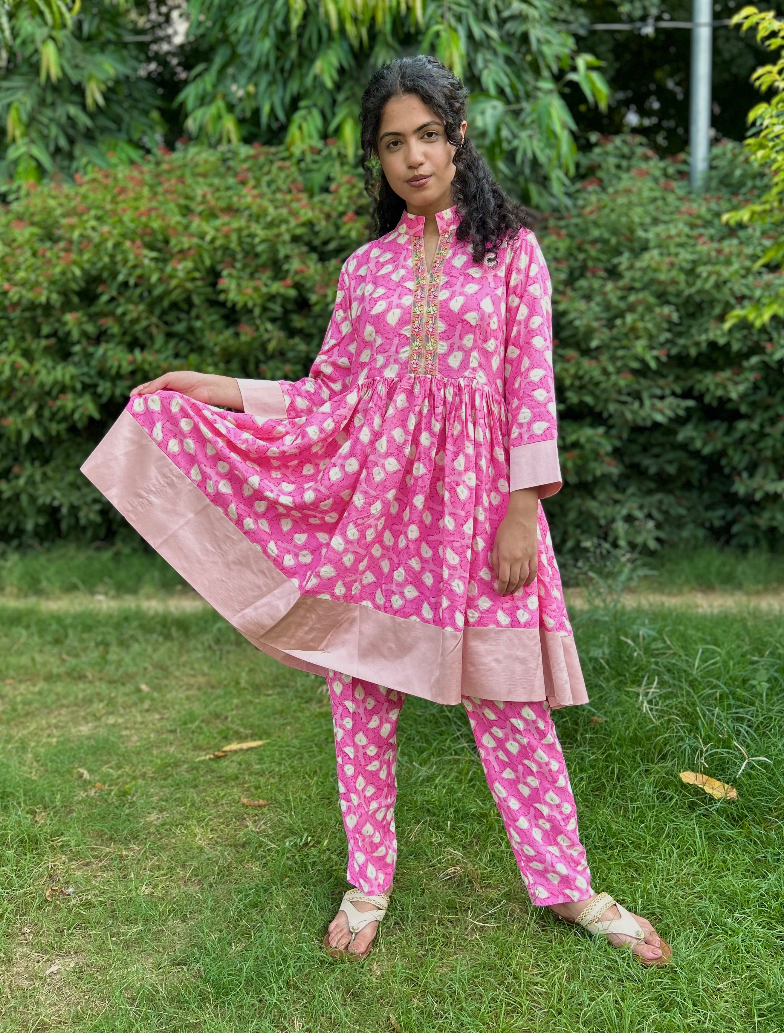 Pink Cotton Ethnic Coord Set