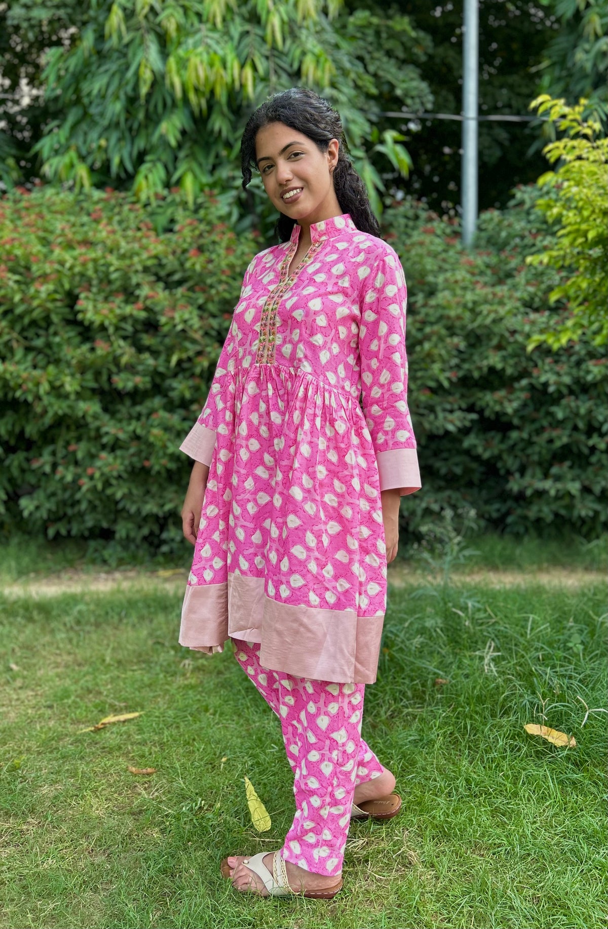 Pink Cotton Ethnic Coord Set