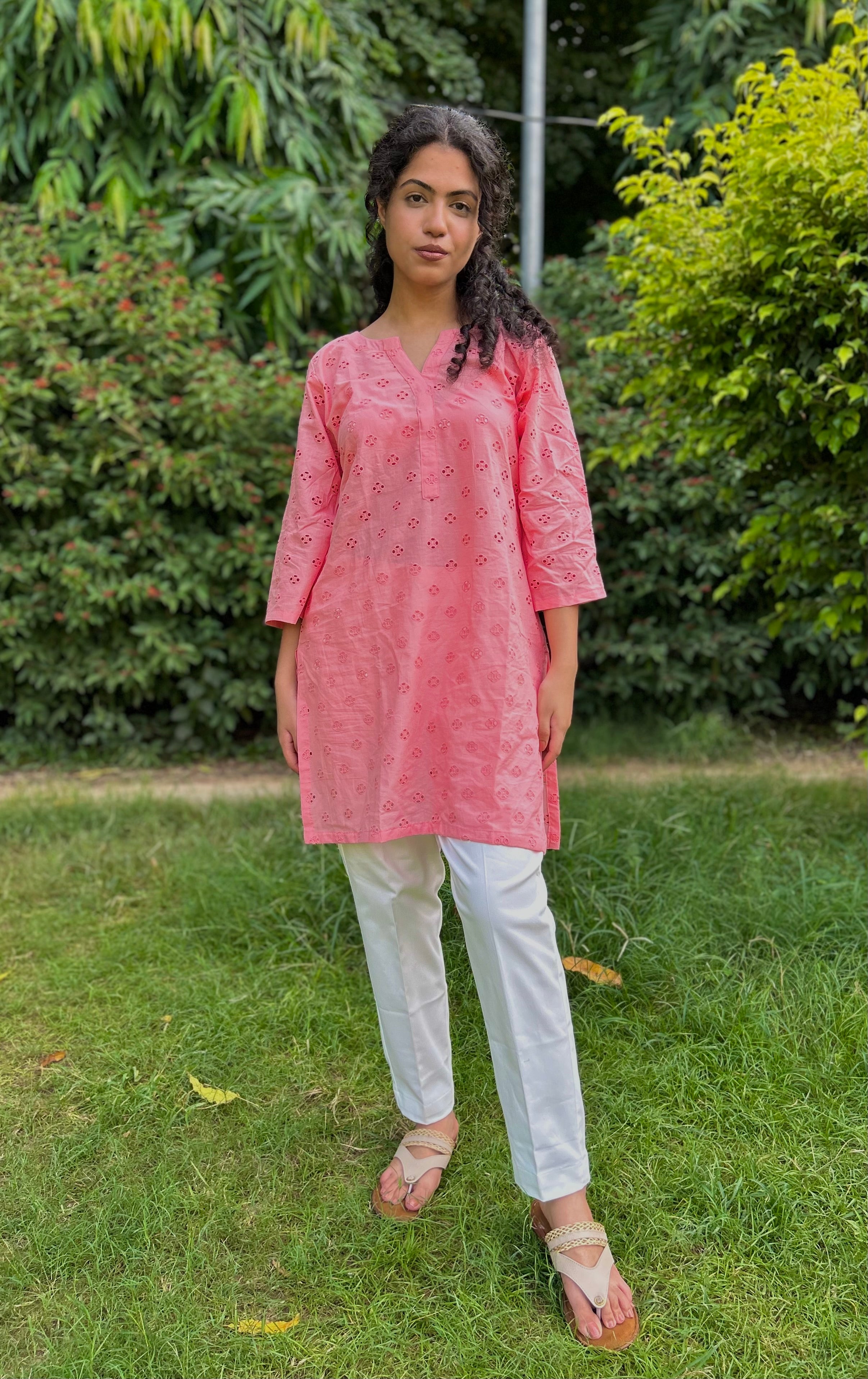 Chikan Kurti WITH Lycra Cotton Pants (Coord)