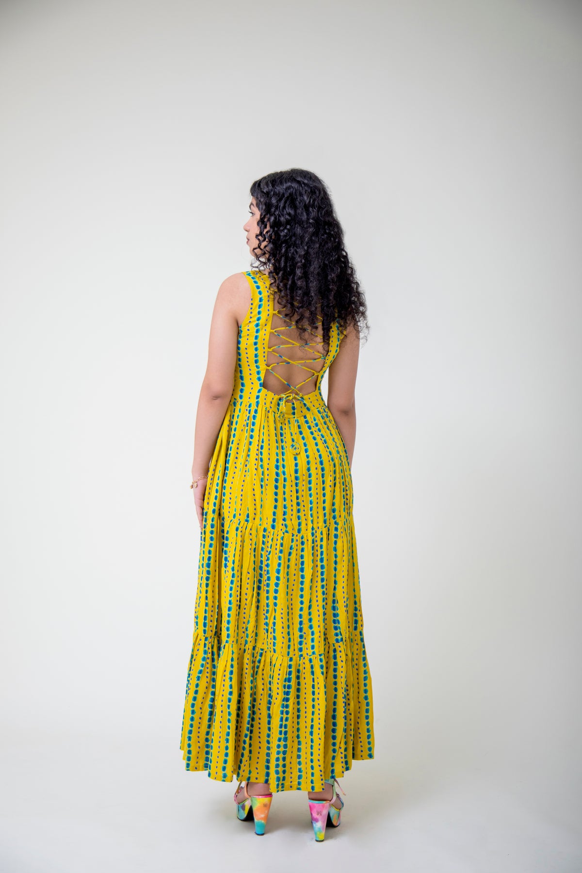 Yellow Tiered Cotton Dress