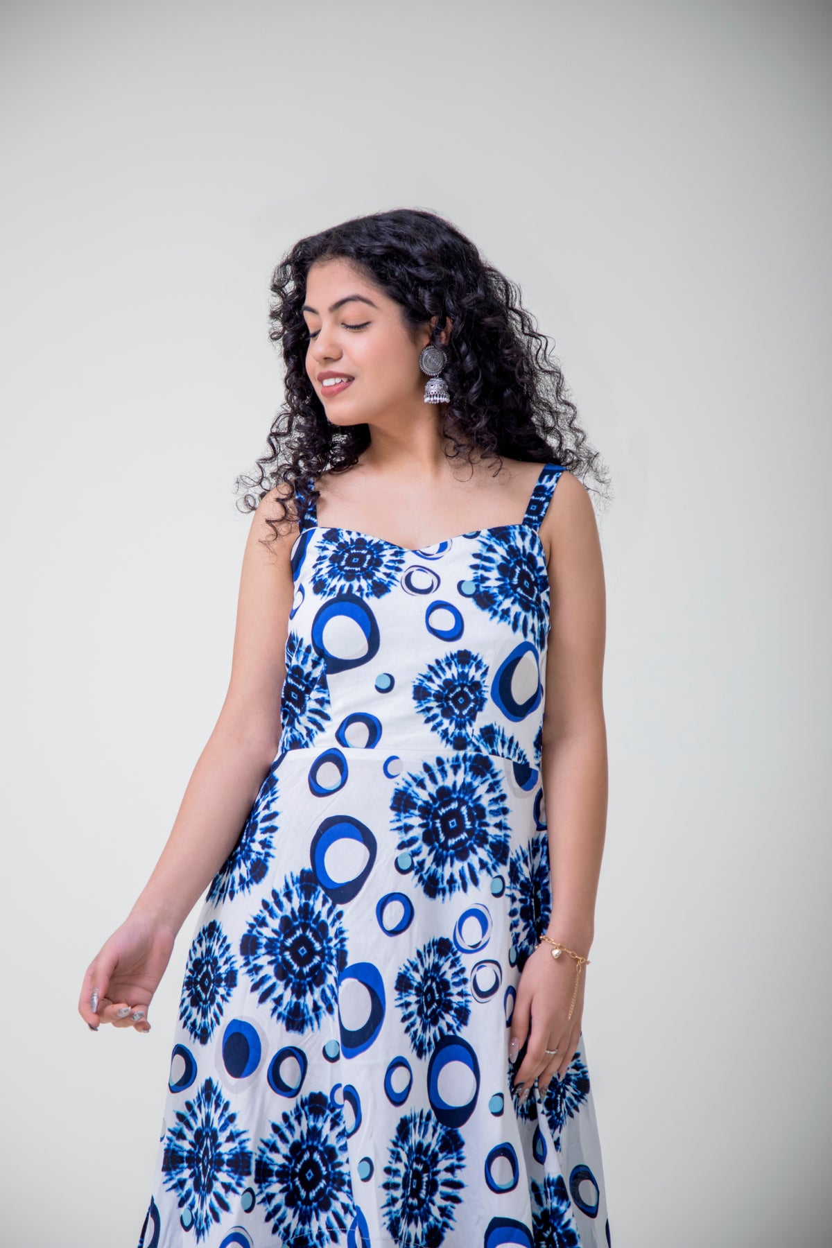 Blue and White High-low Dress