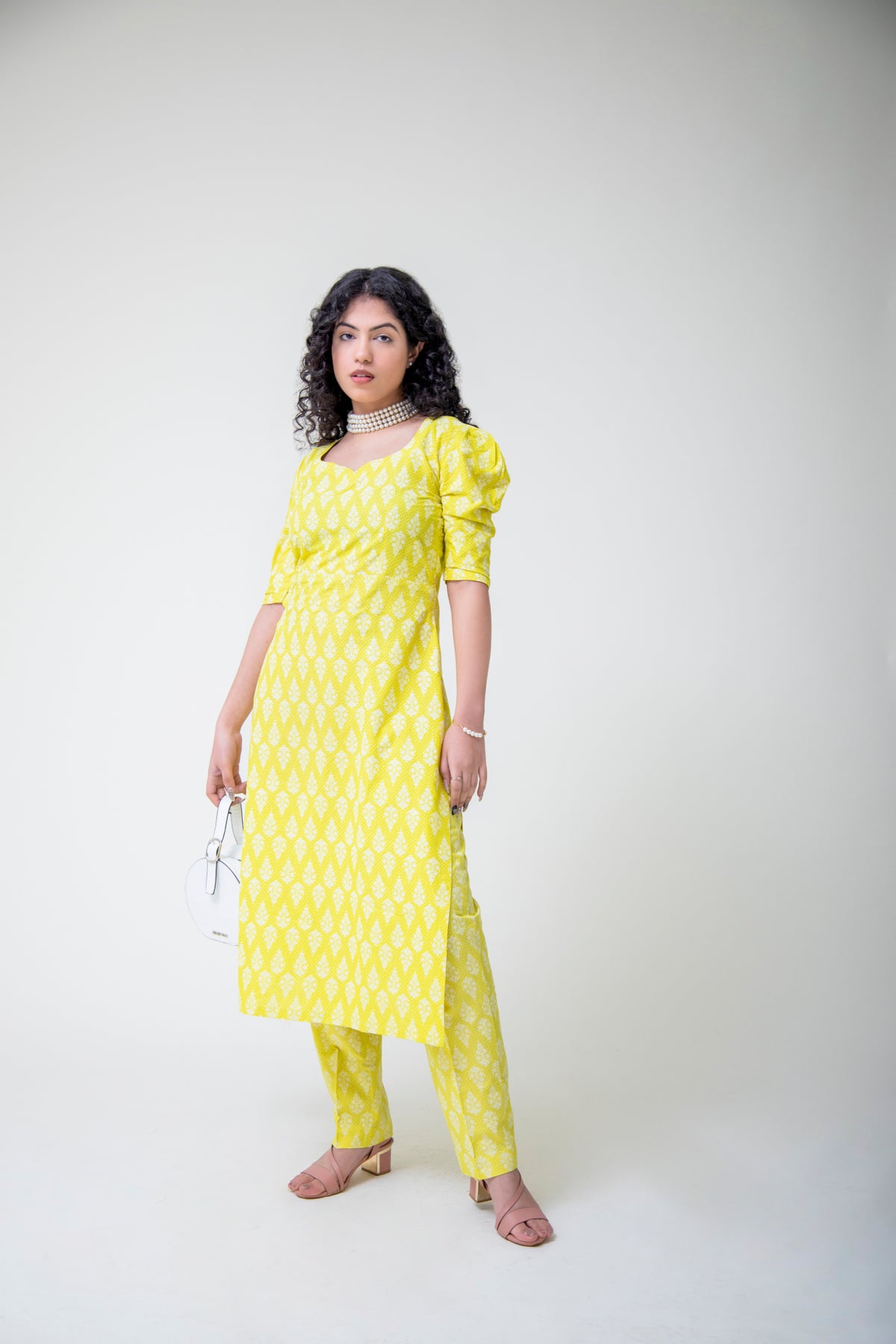 Lemon Green Cotton Trouser Suit Set