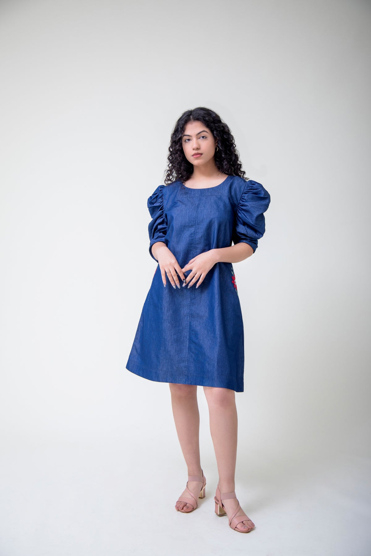 Denim Dress with Sleek Embroidery work