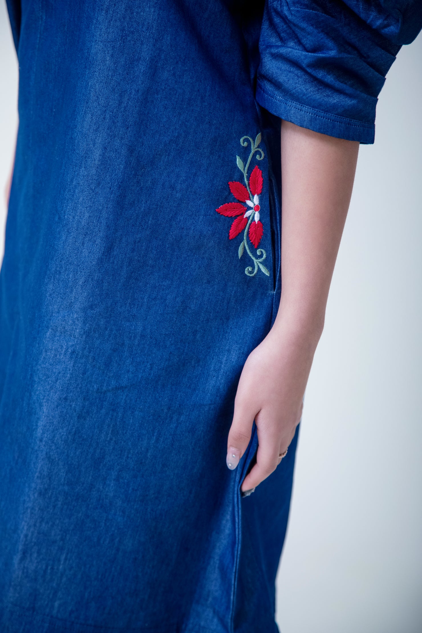 Denim Dress with Sleek Embroidery work
